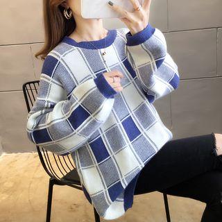 Check Round Neck Sweater