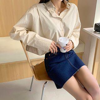 Wide-cuff Oversized Cropped Shirt