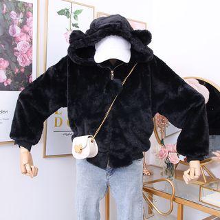 Ear-accent Hooded Furry Jacket