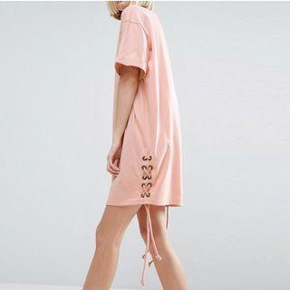 Lace Up Short-sleeve T-shirt Dress
