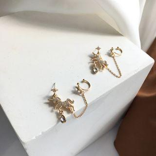 Diamond-encrusted Ear Bone Clip Single - S925 Earrings - One Size