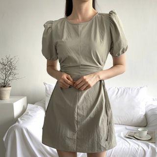 Plain Drawstring Mini Dress