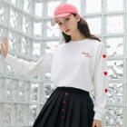 Embroidered Heart Letter Sweatshirt