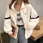 Stand-collar Contrast Trim Jacket