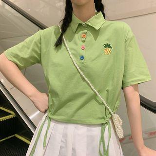 Colored Button Short-sleeve Polo Shirt