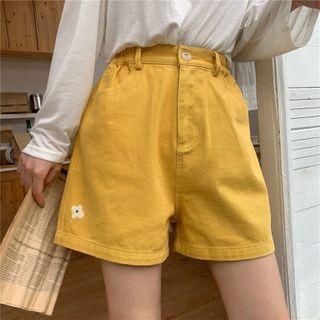 High-waist Flower Print Wide-leg Shorts