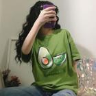 Elbow-sleeve Printed T-shirt / Set