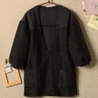V-neck Panel Sweater Dress Dark Gray - One Size