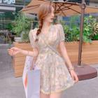 Short Sleeve Lace Trim Floral Playsuit
