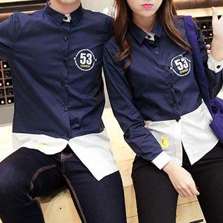 Color Block Two-tone Long-sleeve Shirt