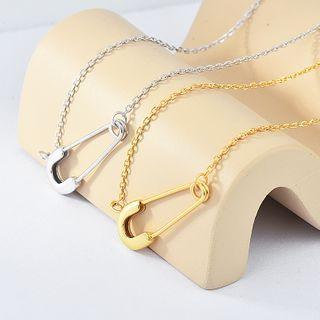 Safety Pin Pendant Sterling Silver Necklace