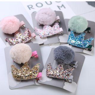 Set: Pom Pom Hair Clip + Sequined Hair Clip