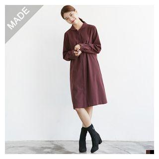 Peter Pan Collar Hidden-button Shirtdress