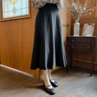 Long-sleeve Plaid Shirt / Midi A-line Skirt
