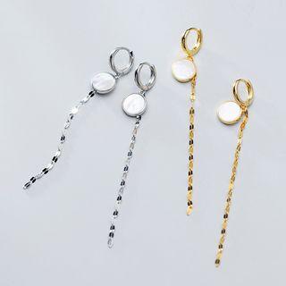 925 Sterling Silver Shell Disc Dangle Earring