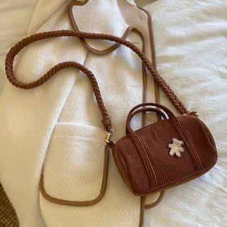 Top Handle Corduroy Crossbody Bag