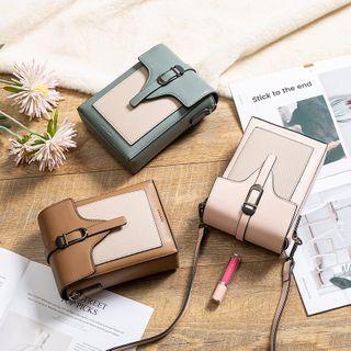 Faux Leather Buckled Mobile Crossbody Bag