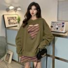 Heart Cutout Sweatshirt / Spaghetti Strap Mini A-line Dress