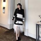 Long-sleeve Long Sweater / Mesh A-line Skirt