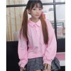 Heart Applique Long-sleeve Polo Shirt