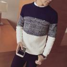 Color Panel Cable Knit Sweater