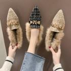 Fluffy Trim Pointed Flats