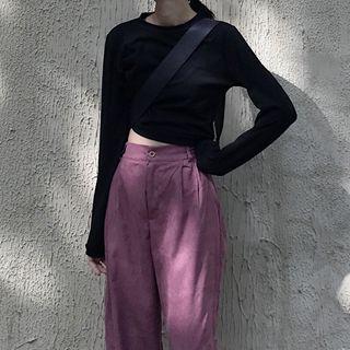 Plain Cropped Crew-neck T-shirt