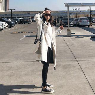Hooded Check Parka Ivory - One Size