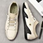 Genuine-leather Knit Panel Lace-up Casual Shoes