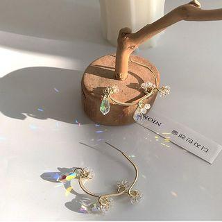 Rhinestone Drop Earring 1 Pair - 925 Silver Needle - Stud Earring - As Shown In Figure - One Size