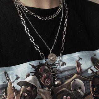 Set Of 3: Chain Necklace + Coin Pendent Necklace + Ball Pendent Chain Necklace Set Of 3 - One Size