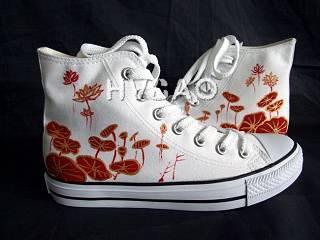 Red Lotus High-top Canvas Sneakers