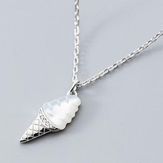 925 Sterling Silver Ice-cream Pendant Necklace Silver - One Size