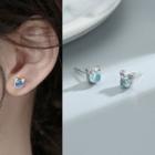 Cat Stud Earring 1 Pair - Blue & Silver - One Size