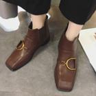 Elastic Panel Buckled Chelsea Ankle Boots