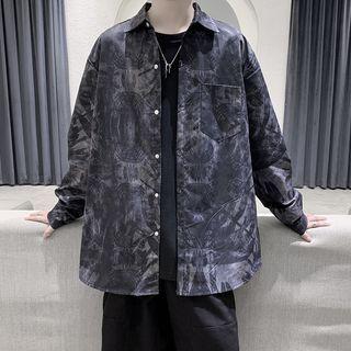 Long-sleeve Print Loose-fit Shirt Jacket