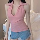 V-neck Collared Tank Top