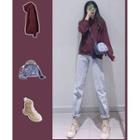 Plain Hoodie / Straight Fit Jeans / Set