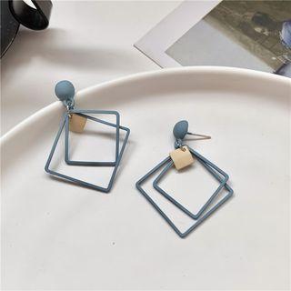 Matte Square Dangle Earring 1 Pair - Earring - Grayish Blue - One Size