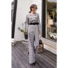Double-breasted Checked Jumpsuit