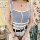 Striped Zip Front Knit Camisole