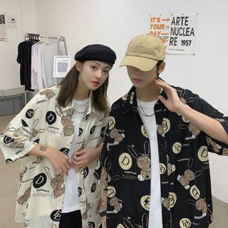 Couple Matching Elbow Sleeve Printed Shirt