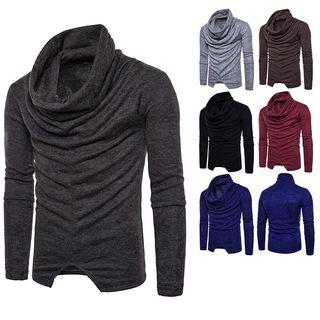 Long-sleeve Cowl-neck Knit Top