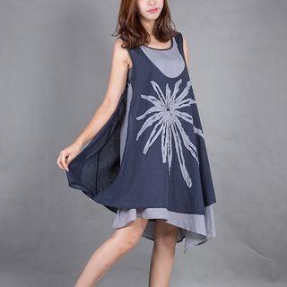 Color Blcok Sleeveless A-line Dress