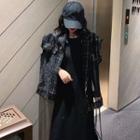 Patchwork Vest / Long-sleeved A-line Dress