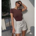 Skinny Crew-neck Crop T-shirt In 5 Colors