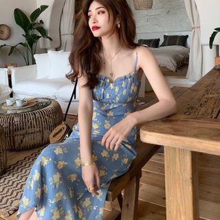 Floral Pleated Sleeveless Dress