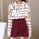Set: Striped Blouse + Pinstriped A-line Skirt