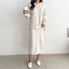Set: Tie-hem Sweatshirt + Band-waist Skirt