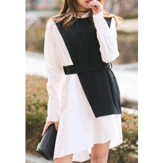 Tie-waist Layered Shirtdress